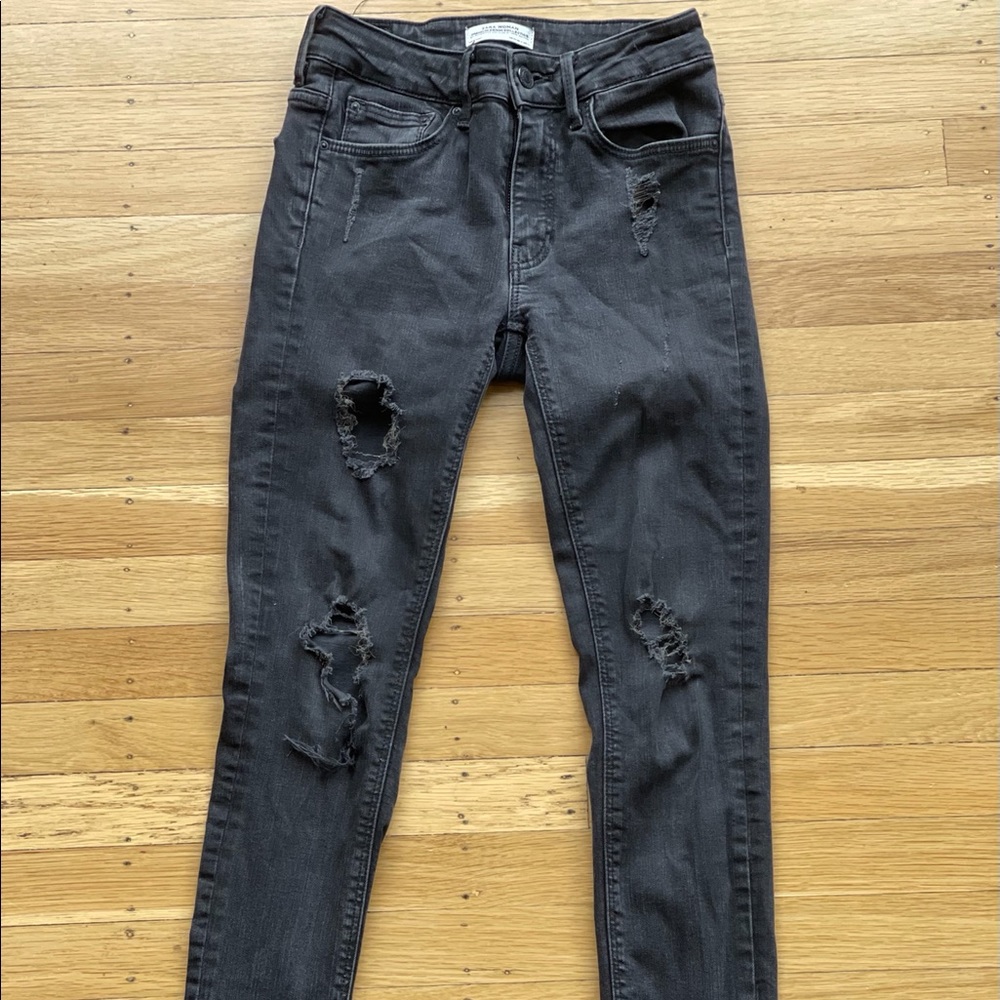 Zara | Black Distressed Skinny Jeans | 2